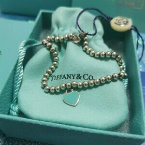 New Tiffany Blue Heart Charm Bracelet